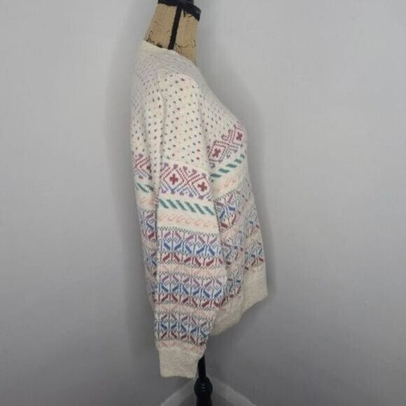 Vintage 80s Northern Isles Pastel Fair Isle Crewneck Sweater - Picture 6 of 14